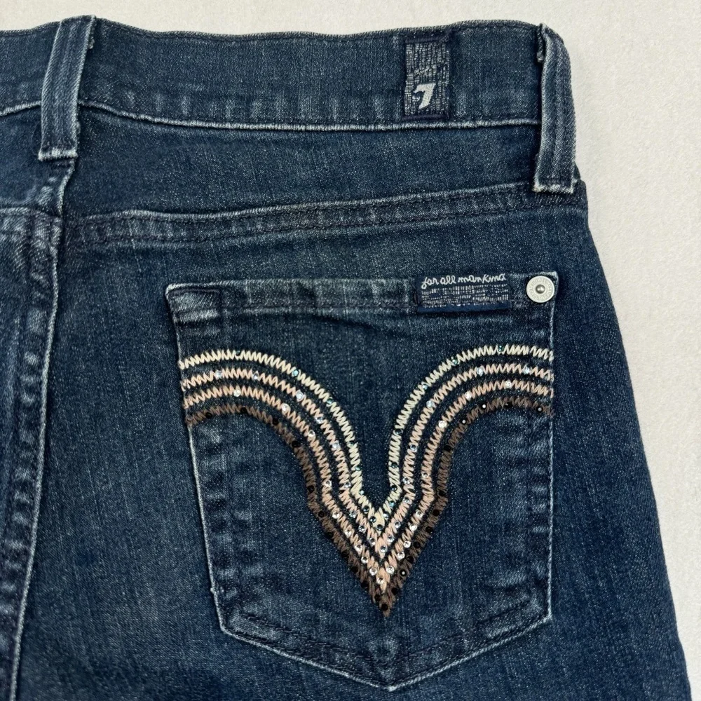 7 For All Mankind Straight Leg Jeans Womens Size 26 Dark Blue Low Rise